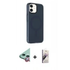MARSİLYAN™- iPhone 11 Kılıf Çekirdek Modern Prime - Siyah Bilvis 3D Mat Cam Ekran Koruyucu + Raze Metal Kamera Lens - KI