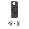 MARSİLYAN™- iPhone 11 Kılıf Çekirdek Modern Prime - Siyah Bilvis 3D Mat Cam Ekran Koruyucu + Raze Metal Kamera Lens - KI