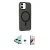 MARSİLYAN™- iPhone 11 Kılıf Çekirdek Modern Prime - Siyah Bilvis 3D Mat Cam Ekran Koruyucu + Raze Metal Kamera Lens - MI