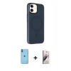 MARSİLYAN™- iPhone 11 Kılıf Çekirdek Modern Prime - Siyah Bilvis 3D Mat Cam Ekran Koruyucu + Neon Fosforlu Kamera Lens - MI