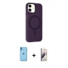 MARSİLYAN™- iPhone 11 Kılıf Çekirdek Modern Prime - Siyah Bilvis 3D Mat Cam Ekran Koruyucu + Neon Fosforlu Kamera Lens - MI