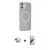 MARSİLYAN™- iPhone 11 Kılıf Çekirdek Modern Prime - Siyah Bilvis 3D Mat Cam Ekran Koruyucu + Pers Alüminyum Kamera Lens - GI
