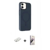 MARSİLYAN™- iPhone 11 Kılıf Çekirdek Modern Prime - Siyah Bilvis 3D Mat Cam Ekran Koruyucu + Renkli Kamera Lens Koruma Cam - SI