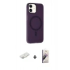 MARSİLYAN™- iPhone 11 Kılıf Çekirdek Modern Prime - Siyah Bilvis 3D Mat Cam Ekran Koruyucu + Renkli Kamera Lens Koruma Cam - PE