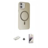 MARSİLYAN™- iPhone 11 Kılıf Çekirdek Modern Prime - Siyah Bilvis 3D Mat Cam Ekran Koruyucu + Renkli Kamera Lens Koruma Cam - SI