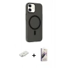 MARSİLYAN™- iPhone 11 Kılıf Çekirdek Modern Prime - Siyah Bilvis 3D Mat Cam Ekran Koruyucu + Renkli Kamera Lens Koruma Cam - SI