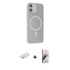 MARSİLYAN™- iPhone 11 Kılıf Çekirdek Modern Prime - Siyah Bilvis 3D Mat Cam Ekran Koruyucu + Renkli Kamera Lens Koruma Cam - SI