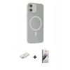 MARSİLYAN™- iPhone 11 Kılıf Çekirdek Modern Prime - Siyah Bilvis 3D Mat Cam Ekran Koruyucu + Renkli Kamera Lens Koruma Cam - PE