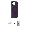 MARSİLYAN™- iPhone 11 Kılıf Çekirdek Modern Prime - Siyah Bilvis 3D Mat Cam Ekran Koruyucu + Renkli Kamera Lens Koruma Cam - SI