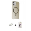 MARSİLYAN™- iPhone 11 Kılıf Çekirdek Modern Prime - Siyah Bilvis 3D Mat Cam Ekran Koruyucu + Renkli Kamera Lens Koruma Cam - SI