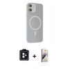 MARSİLYAN™- iPhone 11 Kılıf Çekirdek Modern Prime - Siyah Bilvis 3D Mat Cam Ekran Koruyucu + PVD Metal Kamera Lens - SH