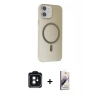 MARSİLYAN™- iPhone 11 Kılıf Çekirdek Modern Prime - Siyah Bilvis 3D Mat Cam Ekran Koruyucu + PVD Metal Kamera Lens - SH