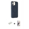 MARSİLYAN™- iPhone 11 Kılıf Çekirdek Modern Prime - Siyah Bilvis 3D Mat Cam Ekran Koruyucu + Renkli Kamera Lens Koruma Cam - TU