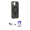 MARSİLYAN™- iPhone 11 Kılıf Çekirdek Modern Prime - Siyah Bilvis 5in1 3D Magic Cam Ekran Koruyucu + Pers Alüminyum Kamera Lens - LT