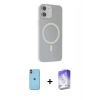 MARSİLYAN™- iPhone 11 Kılıf Çekirdek Modern Prime - Siyah Bilvis 5in1 3D Magic Cam Ekran Koruyucu + Neon Fosforlu Kamera Lens - TU