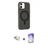 MARSİLYAN™- iPhone 11 Kılıf Çekirdek Modern Prime - Siyah Bilvis 5in1 3D Magic Cam Ekran Koruyucu + Pers Alüminyum Kamera Lens - GD