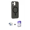MARSİLYAN™- iPhone 11 Kılıf Çekirdek Modern Prime - Siyah Bilvis 5in1 3D Magic Cam Ekran Koruyucu + Pers Alüminyum Kamera Lens - GI