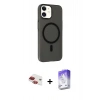 MARSİLYAN™- iPhone 11 Kılıf Çekirdek Modern Prime - Siyah Bilvis 5in1 3D Magic Cam Ekran Koruyucu + Pers Alüminyum Kamera Lens - KI