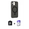 MARSİLYAN™- iPhone 11 Kılıf Çekirdek Modern Prime - Siyah Bilvis 5in1 3D Magic Cam Ekran Koruyucu + PVD Metal Kamera Lens - YL