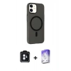 MARSİLYAN™- iPhone 11 Kılıf Çekirdek Modern Prime - Siyah Bilvis 5in1 3D Magic Cam Ekran Koruyucu + PVD Metal Kamera Lens - MI