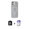 MARSİLYAN™- iPhone 11 Kılıf Çekirdek Modern Prime - Siyah Bilvis 5in1 3D Magic Cam Ekran Koruyucu + PVD Metal Kamera Lens - MI