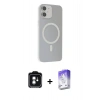 MARSİLYAN™- iPhone 11 Kılıf Çekirdek Modern Prime - Siyah Bilvis 5in1 3D Magic Cam Ekran Koruyucu + PVD Metal Kamera Lens - YL
