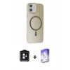 MARSİLYAN™- iPhone 11 Kılıf Çekirdek Modern Prime - Siyah Bilvis 5in1 3D Magic Cam Ekran Koruyucu + PVD Metal Kamera Lens - MI