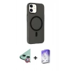 MARSİLYAN™- iPhone 11 Kılıf Çekirdek Modern Prime - Siyah Bilvis 5in1 3D Magic Cam Ekran Koruyucu + Raze Metal Kamera Lens - KI