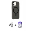 MARSİLYAN™- iPhone 11 Kılıf Çekirdek Modern Prime - Siyah Bilvis 5in1 3D Magic Cam Ekran Koruyucu + Raze Metal Kamera Lens - GS