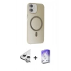 MARSİLYAN™- iPhone 11 Kılıf Çekirdek Modern Prime - Siyah Bilvis 5in1 3D Magic Cam Ekran Koruyucu + Raze Metal Kamera Lens - GS