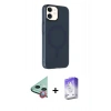 MARSİLYAN™- iPhone 11 Kılıf Çekirdek Modern Prime - Siyah Bilvis 5in1 3D Magic Cam Ekran Koruyucu + Raze Metal Kamera Lens - KI