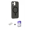 MARSİLYAN™- iPhone 11 Kılıf Çekirdek Modern Prime - Siyah Bilvis 5in1 3D Magic Cam Ekran Koruyucu + Renkli Kamera Lens Koruma Cam - PE
