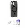 MARSİLYAN™- iPhone 11 Kılıf Çekirdek Modern Prime - Siyah Bilvis 5in1 3D Magic Cam Ekran Koruyucu + Renkli Kamera Lens Koruma Cam - YL