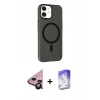 MARSİLYAN™- iPhone 11 Kılıf Çekirdek Modern Prime - Siyah Bilvis 5in1 3D Magic Cam Ekran Koruyucu + Siyah Raze Metal Kamera Lens
