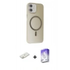 MARSİLYAN™- iPhone 11 Kılıf Çekirdek Modern Prime - Siyah Bilvis 5in1 3D Magic Cam Ekran Koruyucu + Renkli Kamera Lens Koruma Cam - TU