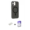 MARSİLYAN™- iPhone 11 Kılıf Çekirdek Modern Prime - Siyah Bilvis 5in1 3D Magic Cam Ekran Koruyucu + Renkli Kamera Lens Koruma Cam - TU