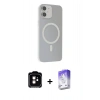 MARSİLYAN™- iPhone 11 Kılıf Çekirdek Modern Prime - Siyah Bilvis 5in1 3D Magic Cam Ekran Koruyucu + PVD Metal Kamera Lens - TU