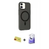 MARSİLYAN™- iPhone 11 Kılıf Çekirdek Modern Prime - Siyah Bilvis 5in1 5D Magic Hayalet Cam Ekran Koruyucu + Rainbow Kamera Lens Koruma Cam - KI