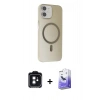 MARSİLYAN™- iPhone 11 Kılıf Çekirdek Modern Prime - Siyah Bilvis 5in1 5D Magic Hayalet Cam Ekran Koruyucu + PVD Metal Kamera Lens - SH