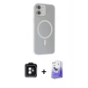 MARSİLYAN™- iPhone 11 Kılıf Çekirdek Modern Prime - Siyah Bilvis 5in1 5D Magic Hayalet Cam Ekran Koruyucu + PVD Metal Kamera Lens - YL