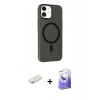 MARSİLYAN™- iPhone 11 Kılıf Çekirdek Modern Prime - Siyah Bilvis 5in1 5D Magic Hayalet Cam Ekran Koruyucu + Renkli Kamera Lens Koruma Cam - PE
