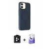 MARSİLYAN™- iPhone 11 Kılıf Çekirdek Modern Prime - Siyah Bilvis 5in1 5D Magic Hayalet Cam Ekran Koruyucu + PVD Metal Kamera Lens - SH