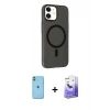 MARSİLYAN™- iPhone 11 Kılıf Çekirdek Modern Prime - Siyah Bilvis 5in1 5D Magic Hayalet Cam Ekran Koruyucu + Neon Fosforlu Kamera Lens - YL