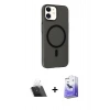 MARSİLYAN™- iPhone 11 Kılıf Çekirdek Modern Prime - Siyah Bilvis 5in1 5D Magic Hayalet Cam Ekran Koruyucu + Kamera Lens Koruma Cam - SF