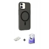 MARSİLYAN™- iPhone 11 Kılıf Çekirdek Modern Prime - Siyah Bilvis 5in1 5D Magic Hayalet Cam Ekran Koruyucu + Renkli Kamera Lens Koruma Cam - SI