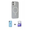 MARSİLYAN™- iPhone 11 Kılıf Çekirdek Modern Prime - Siyah Bilvis 5in1 5D Magic Hayalet Cam Ekran Koruyucu + Neon Fosforlu Kamera Lens - TU