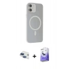 MARSİLYAN™- iPhone 11 Kılıf Çekirdek Modern Prime - Siyah Bilvis 5in1 5D Magic Hayalet Cam Ekran Koruyucu + Pers Alüminyum Kamera Lens - LT