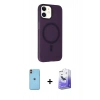 MARSİLYAN™- iPhone 11 Kılıf Çekirdek Modern Prime - Siyah Bilvis 5in1 5D Magic Hayalet Cam Ekran Koruyucu + Neon Fosforlu Kamera Lens - TU