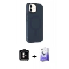 MARSİLYAN™- iPhone 11 Kılıf Çekirdek Modern Prime - Siyah Bilvis 5in1 5D Magic Hayalet Cam Ekran Koruyucu + PVD Metal Kamera Lens - TU