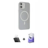 MARSİLYAN™- iPhone 11 Kılıf Çekirdek Modern Prime - Siyah Bilvis 5in1 5D Magic Hayalet Cam Ekran Koruyucu + Kamera Lens Koruma Cam - SF